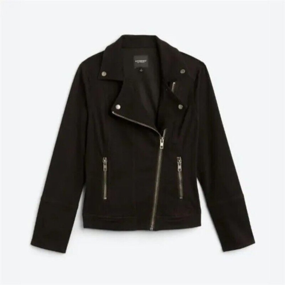 Liverpool Bradford Stretchy Black Moto Casual Asymmetrical Mob Zipper Jacket